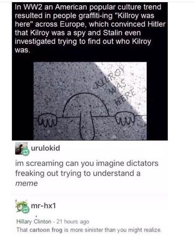 In WW2 an American popular culture trend resulted in people graffiti-ing 