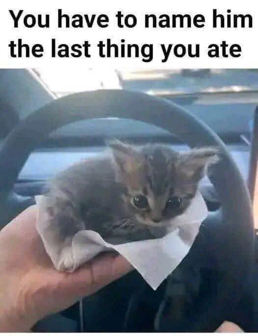 You have to name him the last thing you ate