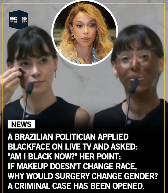 NOTÍCIAS. UMA POLÍTICA BRASILEIRA APLICOU BLACKFACE NA TV AO VIVO E PERGUNTOU: 