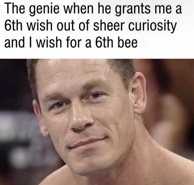 The genie when he grants me a 6th wish out of sheer curiosity and I wish for a 6th bee