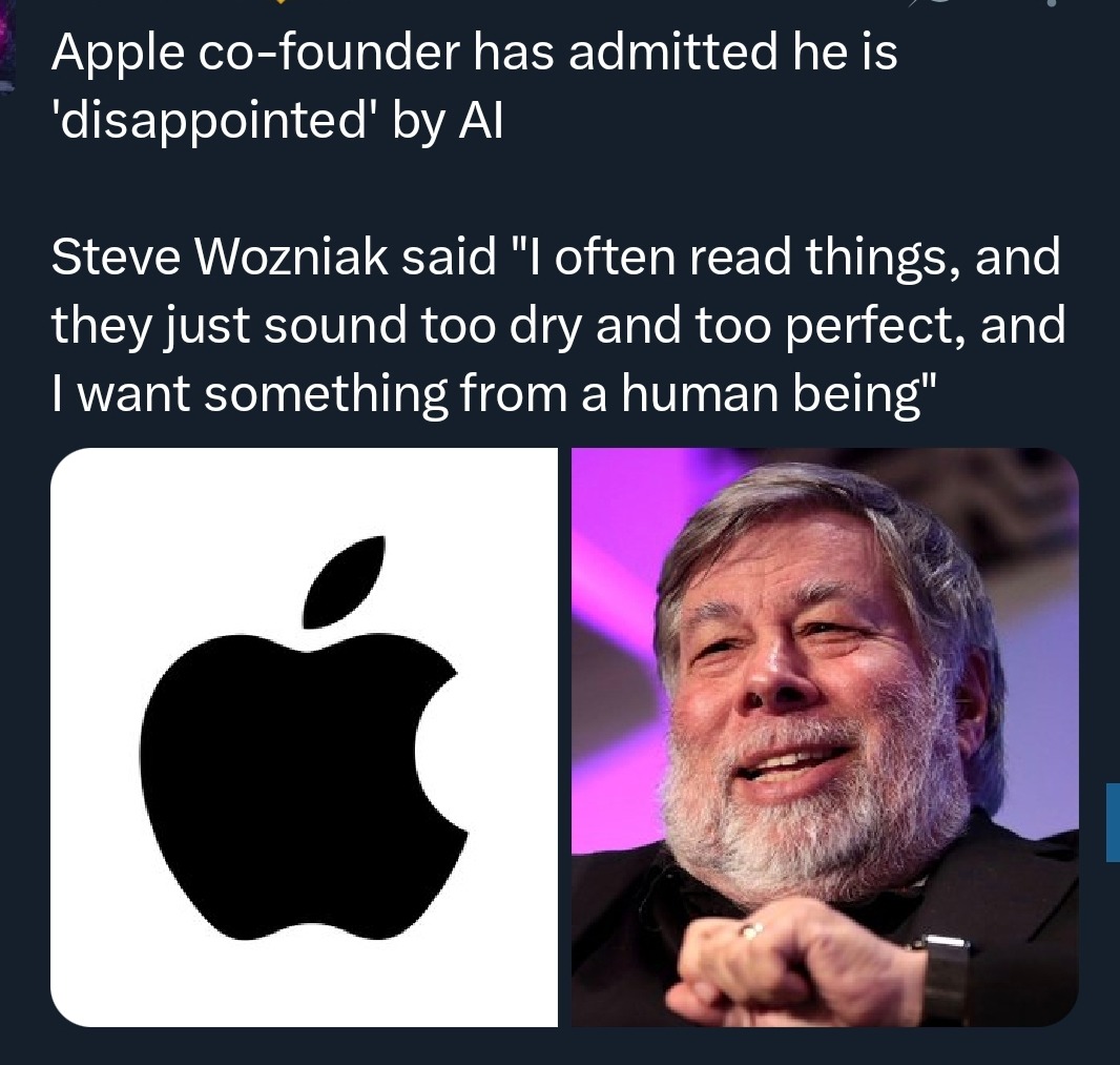 Apple co-founder has admitted he is 'disappointed' by AI. Steve Wozniak said 