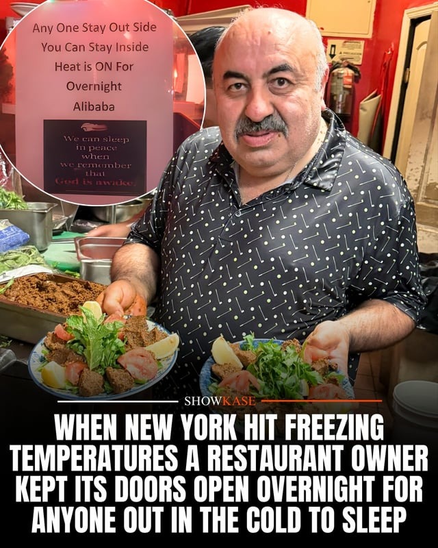 Any One Stay Out Side You Can Stay Inside Heat is ON For Overnight Alibaba. We can sleep in peace when we remember that God is awake. SHOWKASE WHEN NEW YORK HIT FREEZING TEMPERATURES A RESTAURANT OWNER KEPT ITS DOORS OPEN OVERNIGHT FOR ANYONE OUT IN THE COLD TO SLEEP.