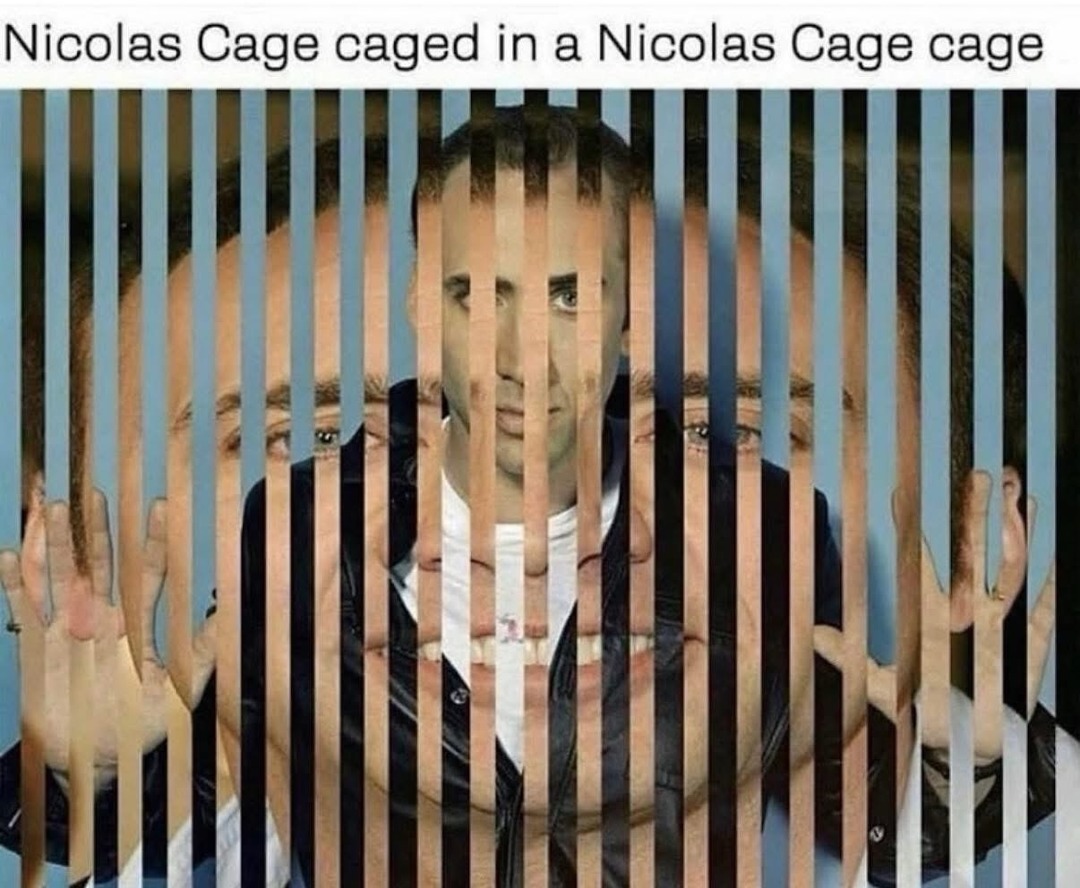 Nicolas Cage caged in a Nicolas Cage cage