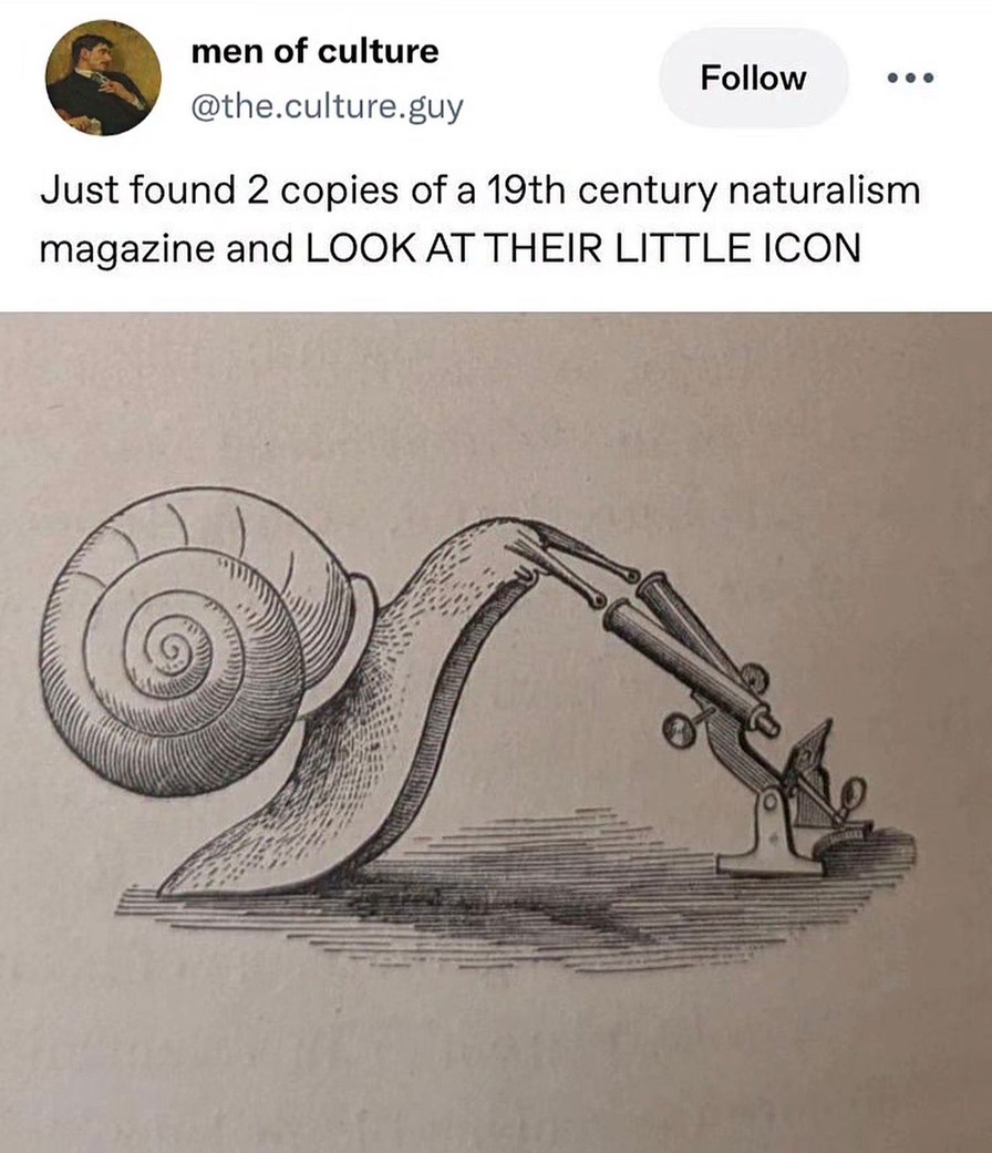 men of culture @the.culture.guy Follow Just found 2 copies of a 19th century naturalism magazine and LOOK AT THEIR LITTLE ICON