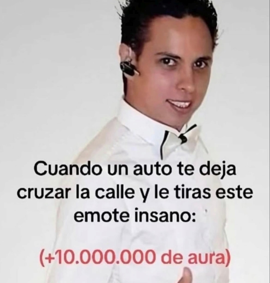 Cuando un auto te deja cruzar la calle y le tiras este emote insano: (+10.000.000 de aura)