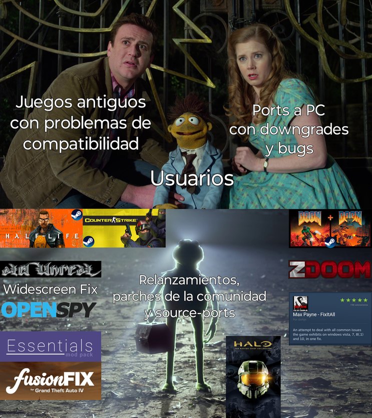 Juegos antiguos con problemas de compatibilidad. Usuarios. Ports a PC con downgrades y bugs. Relanzamientos, parches de la comunidad y source-ports. Half-Life. Counter-Strike. Doom. Doom II. ZDoom. Widescreen Fix. OpenSPY. Essentials mod pack. fusionFIX for Grand Theft Auto IV. Max Payne - FixItAll. An attempt to deal with all common issues the gam