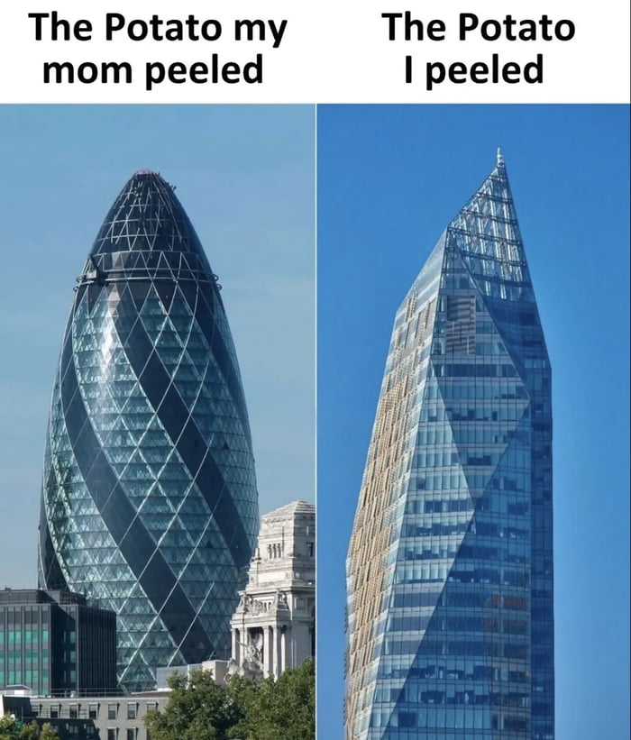 The Potato my mom peeled The Potato I peeled