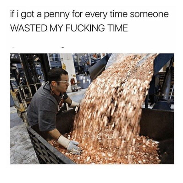 if i got a penny for every time someone WASTED MY FUCKING TIME