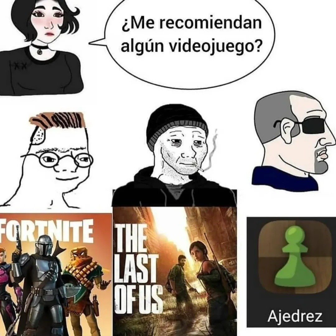 ¿Me recomiendan algún videojuego? Fortnite. The Last of Us. Ajedrez.