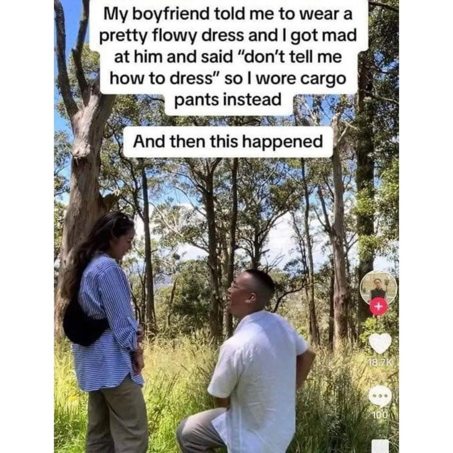 My boyfriend told me to wear a pretty flowy dress and I got mad at him and said 