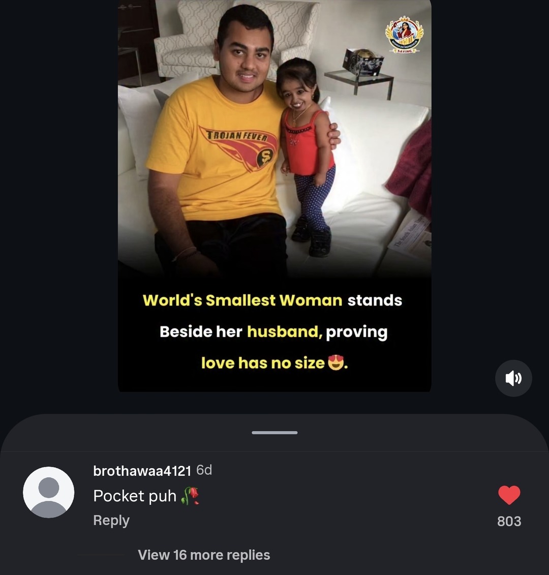 World's Smallest Woman stands Beside her husband, proving love has no size. Pocket puh.