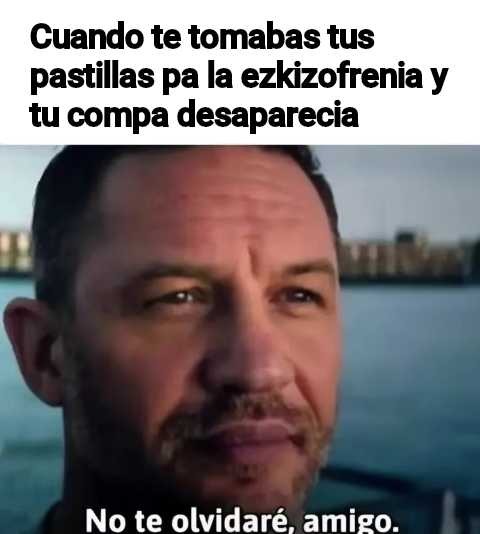 Cuando te tomabas tus pastillas pa la esquizofrenia y tu compa desaparecía. No te olvidaré, amigo.