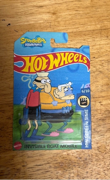 SPONGEBOB SQUAREPANTS HOT WHEELS 6/10 MATTEL INVISIBLE BOAT MOBILE HW SCREEN TIME. Personajes: Chico Percebe y Hombre Sirena.