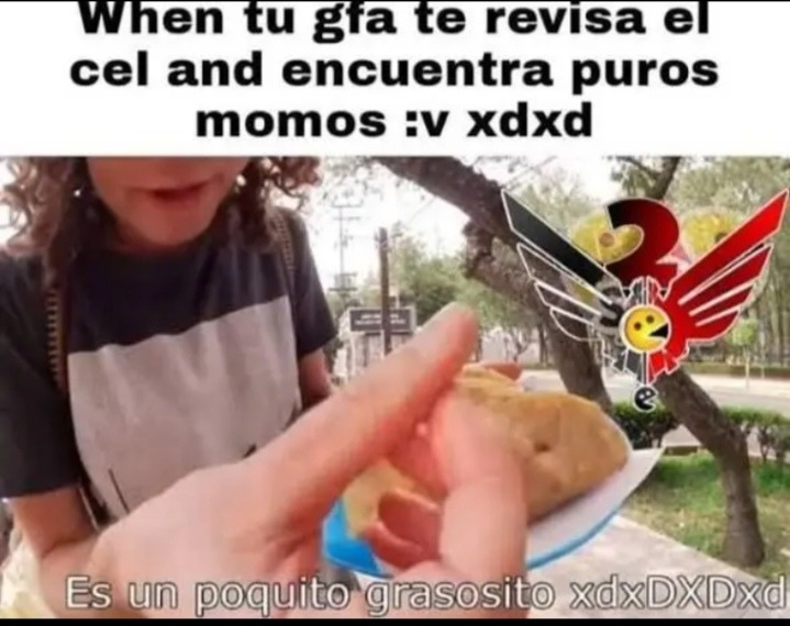 When tu gfa te revisa el cel and encuentra puros momos :v xdxd. Es un poquito grasosito xdxDXDxd
