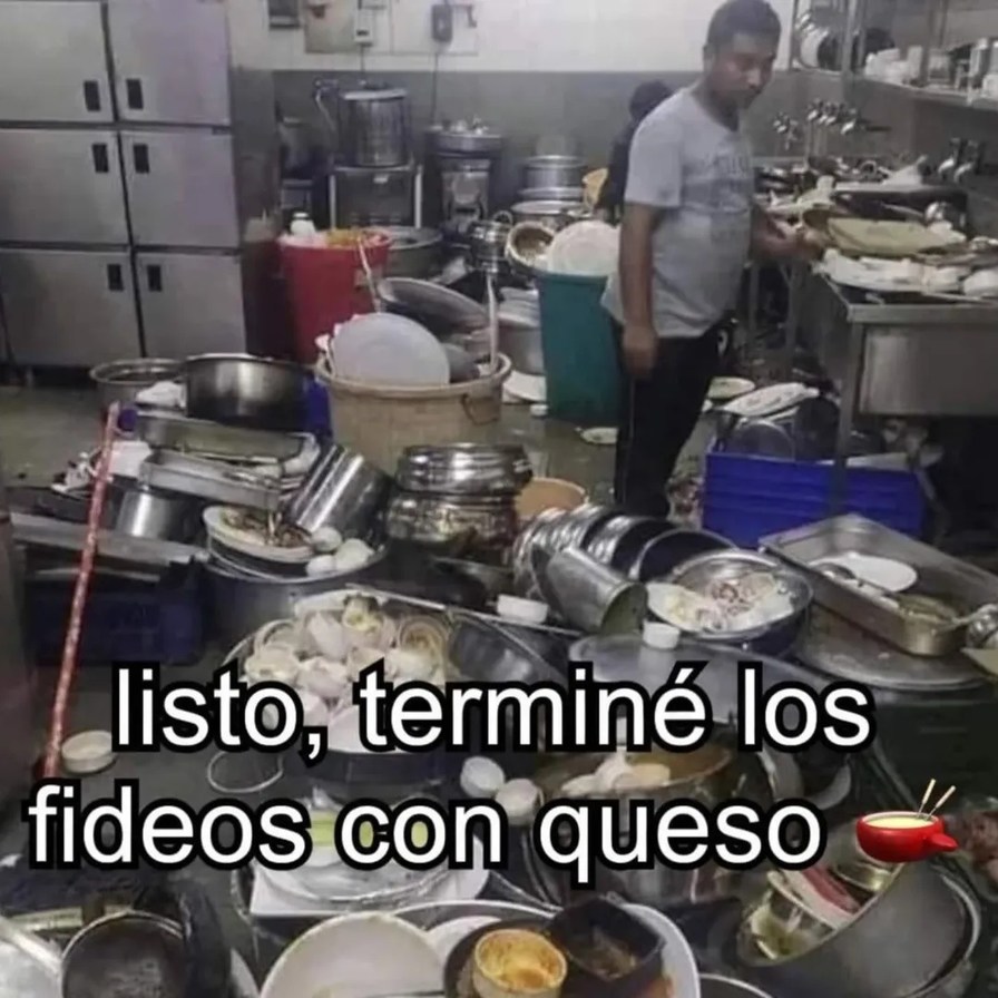 listo, terminé los fideos con queso