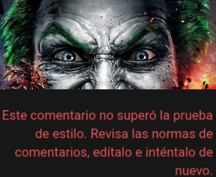 Este comentario no superó la prueba de estilo. Revisa las normas de comentarios, edítalo e inténtalo de nuevo.