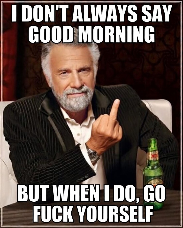 I DON'T ALWAYS SAY GOOD MORNING BUT WHEN I DO, GO FUCK YOURSELF