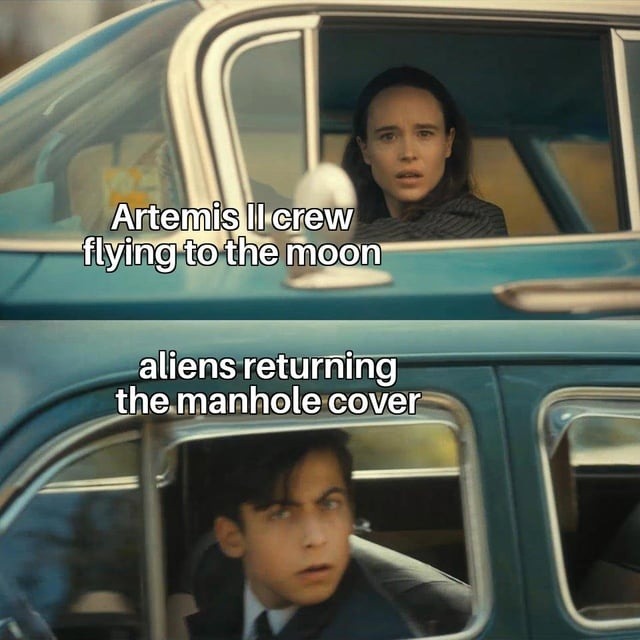Artemis II crew flying to the moon aliens returning the manhole cover