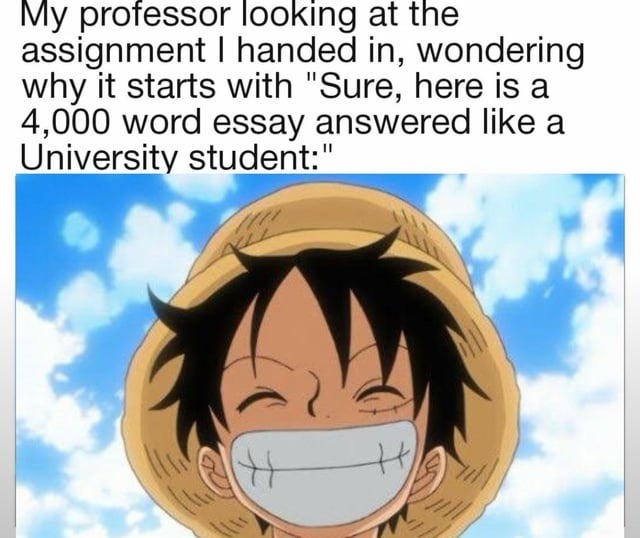 My professor looking at the assignment I handed in, wondering why it starts with 