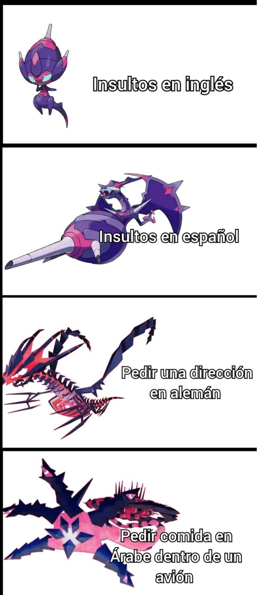 Insultos en inglés. Insultos en español. Pedir una dirección en alemán. Pedir comida en Árabe dentro de un avión.