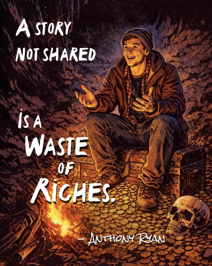 A STORY NOT SHARED IS A WASTE OF RICHES. - ANTHONY RYAN