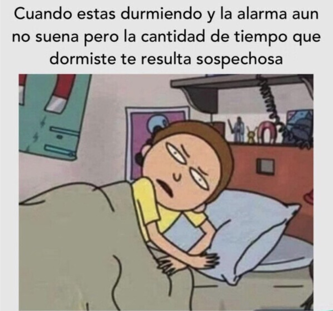 Cuando estas durmiendo y la alarma aun no suena pero la cantidad de tiempo que dormiste te resulta sospechosa