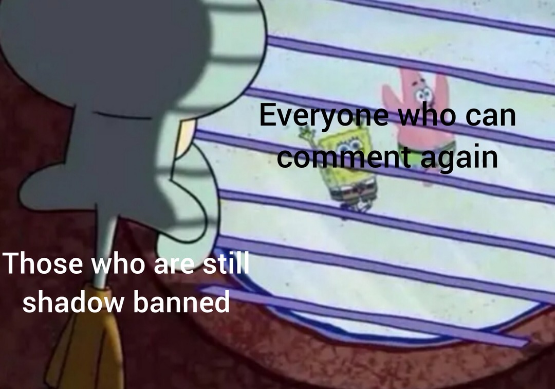 Everyone who can comment again. Those who are still shadow banned.
