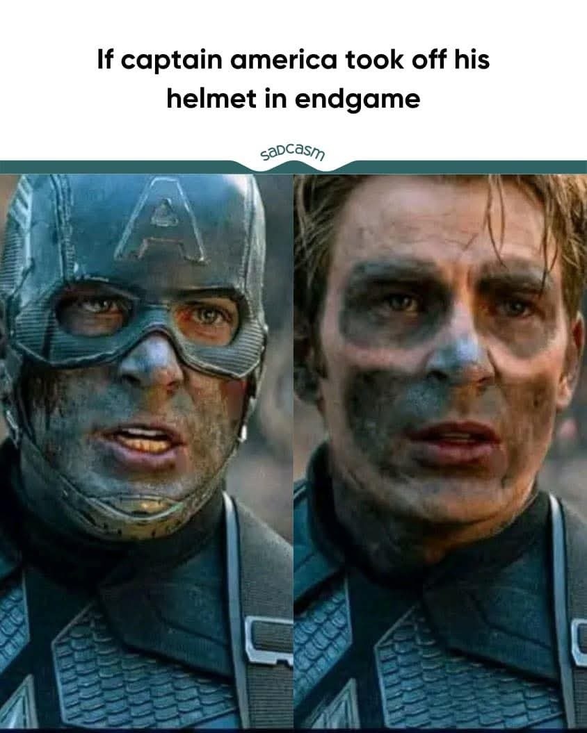 If captain america took off his helmet in endgame sarcasm
