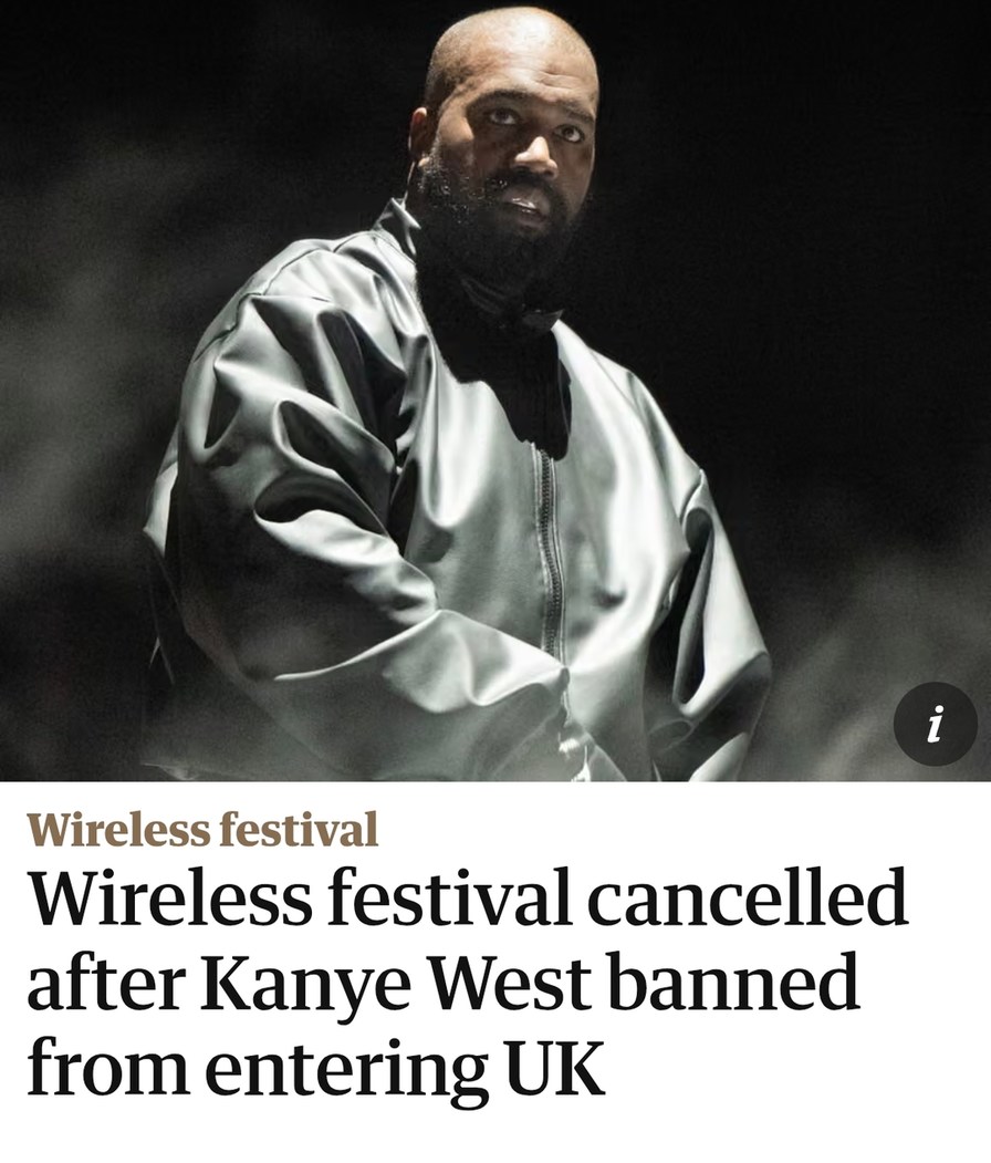 Wireless festival Wireless festival cancelled after Kanye West banned from entering UK