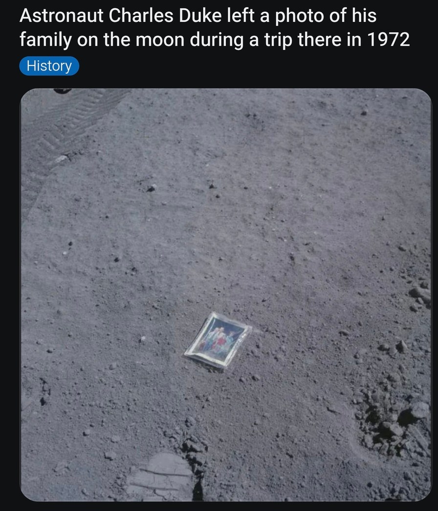 Astronaut Charles Duke left a photo of his family on the moon during a trip there in 1972