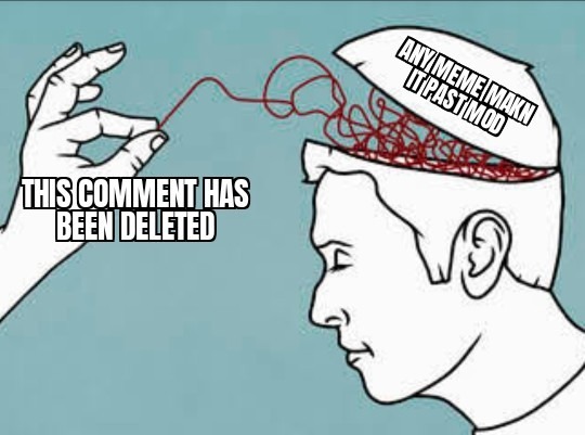 THIS COMMENT HAS BEEN DELETED ANY MEME MAKING IT PAST MOD