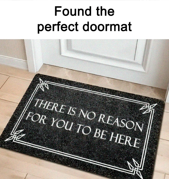 Found the perfect doormat THERE IS NO REASON FOR YOU TO BE HERE