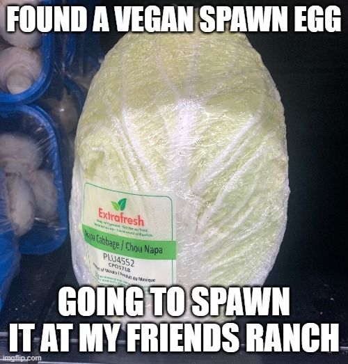 FOUND A VEGAN SPAWN EGG Extrafresh Napa Cabbage / Chou Napa PLU4552 CPO1718 GOING TO SPAWN IT AT MY FRIENDS RANCH