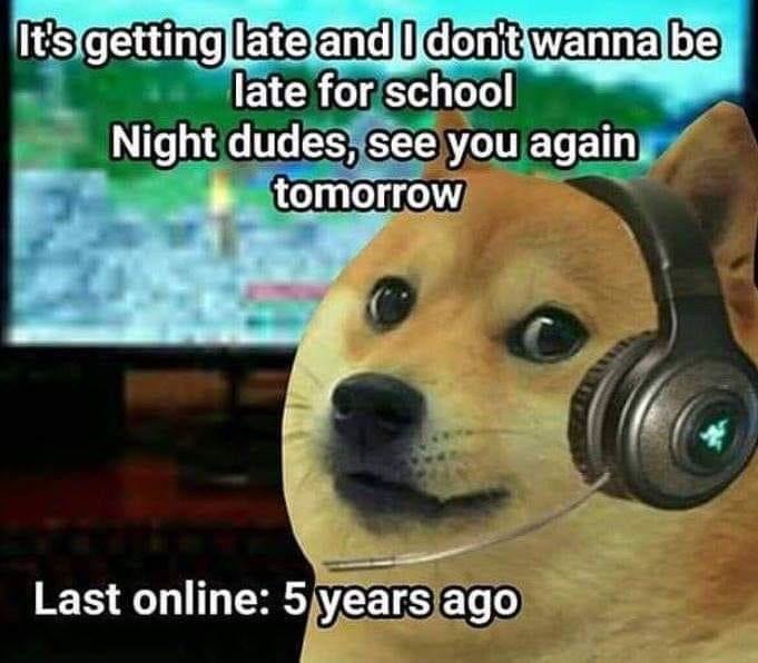 It's getting late and I don't wanna be late for school Night dudes, see you again tomorrow Last online: 5 years ago