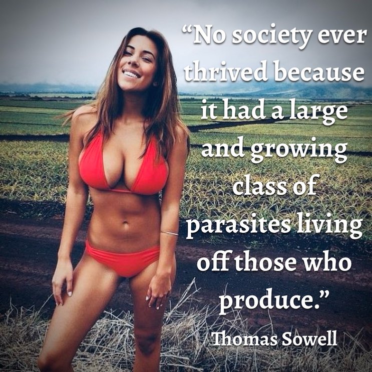 No society ever thrived because it had a large and growing class of parasites living off those who produce. - Thomas Sowell