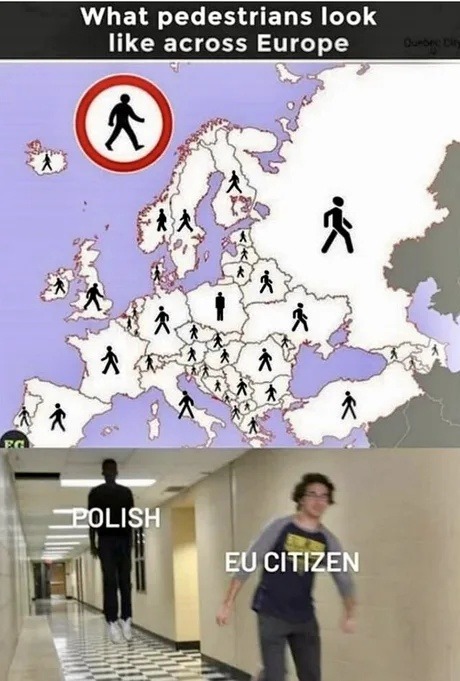 What pedestrians look like across Europe. POLISH. EU CITIZEN.