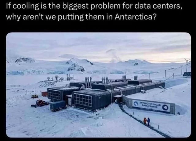 If cooling is the biggest problem for data centers, why aren't we putting them in Antarctica? ANTARCTIC POLAR DATA CENTER