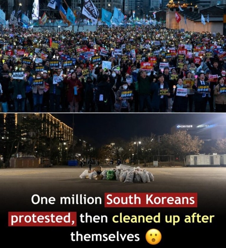 One million South Koreans protested, then cleaned up after themselves 😮