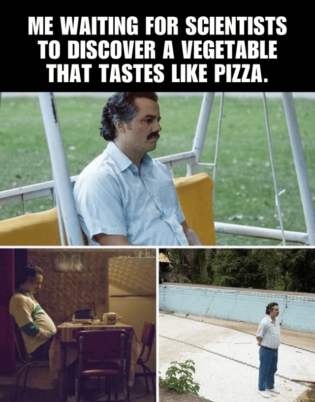 ME WAITING FOR SCIENTISTS TO DISCOVER A VEGETABLE THAT TASTES LIKE PIZZA.