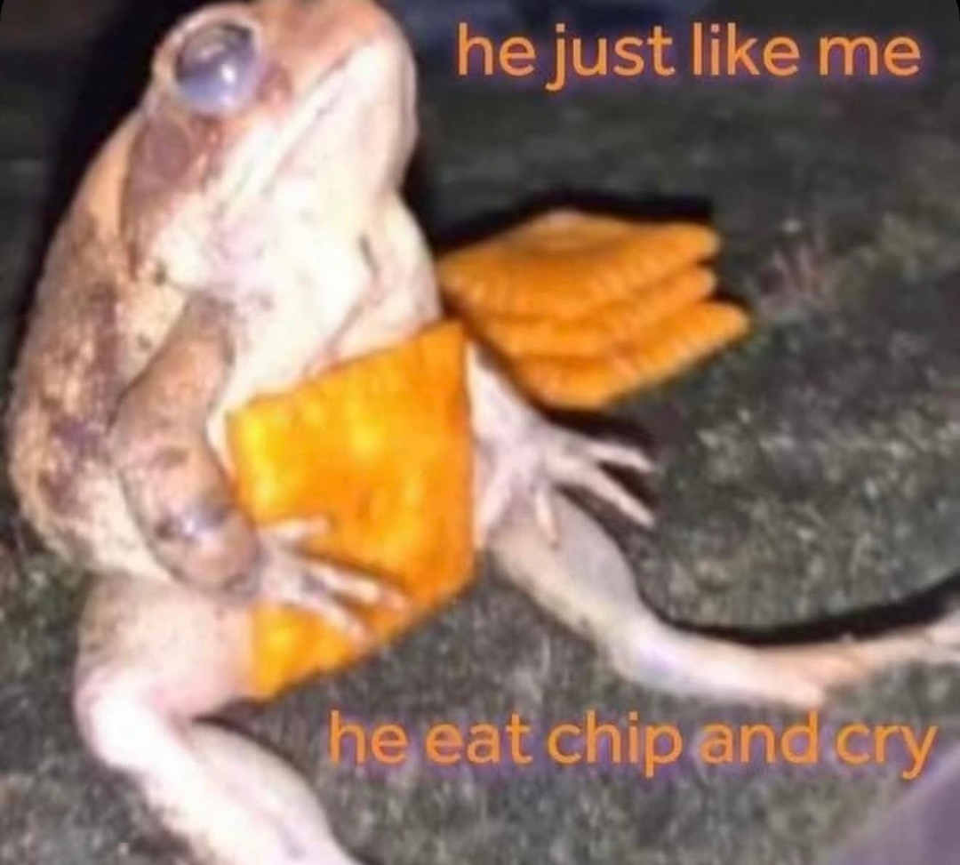 he just like me he eat chip and cry
