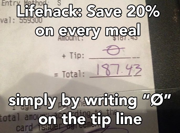 Lifehack: Save 20% on every meal simply by writing 