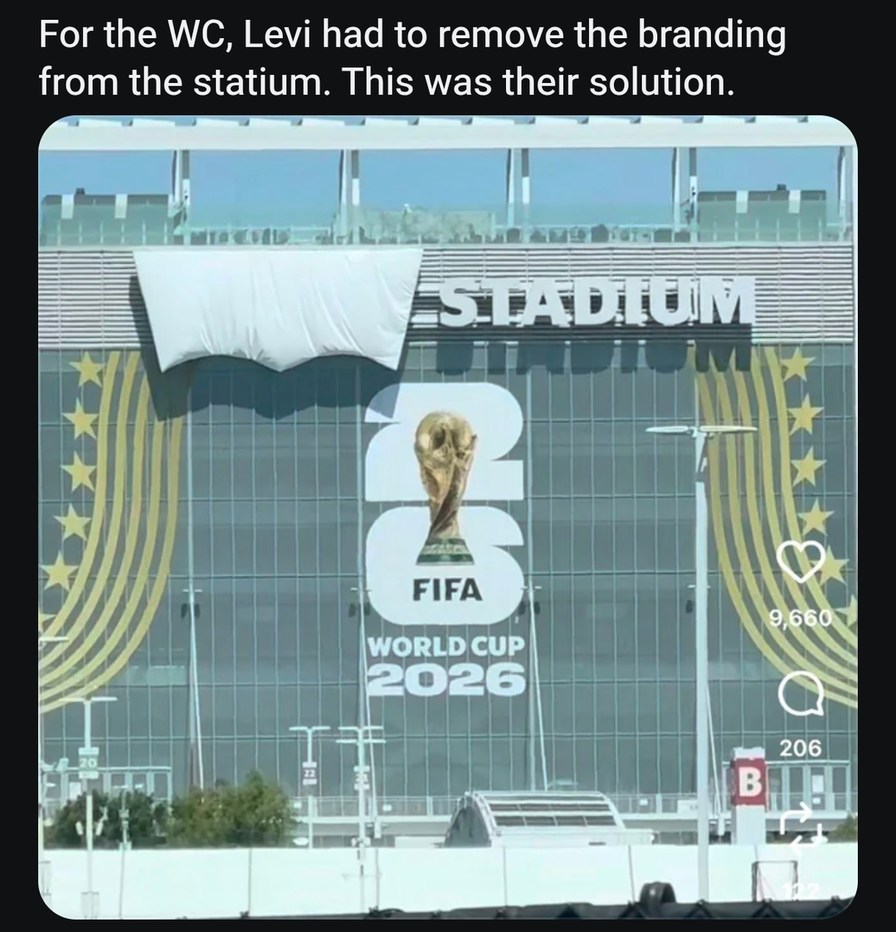 For the WC, Levi had to remove the branding from the stadium. This was their solution. STADIUM FIFA WORLD CUP 2026