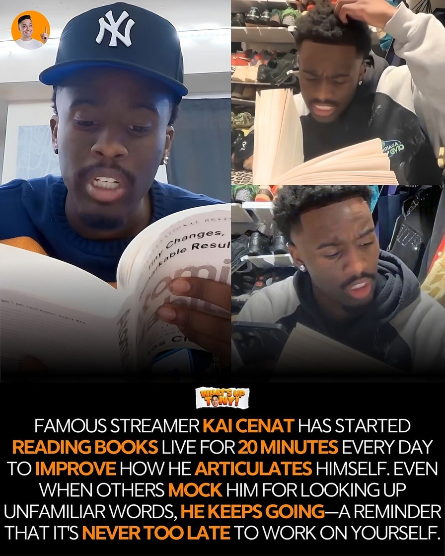 Famous streamer Kai Cenat has started reading books live for 20 minutes every day to improve how he articulates himself. Even when others mock him for looking up unfamiliar words, he keeps going—a reminder that it's never too late to work on yourself. The book he is reading has the subtitle 'Tiny Changes, Remarkable Results'.