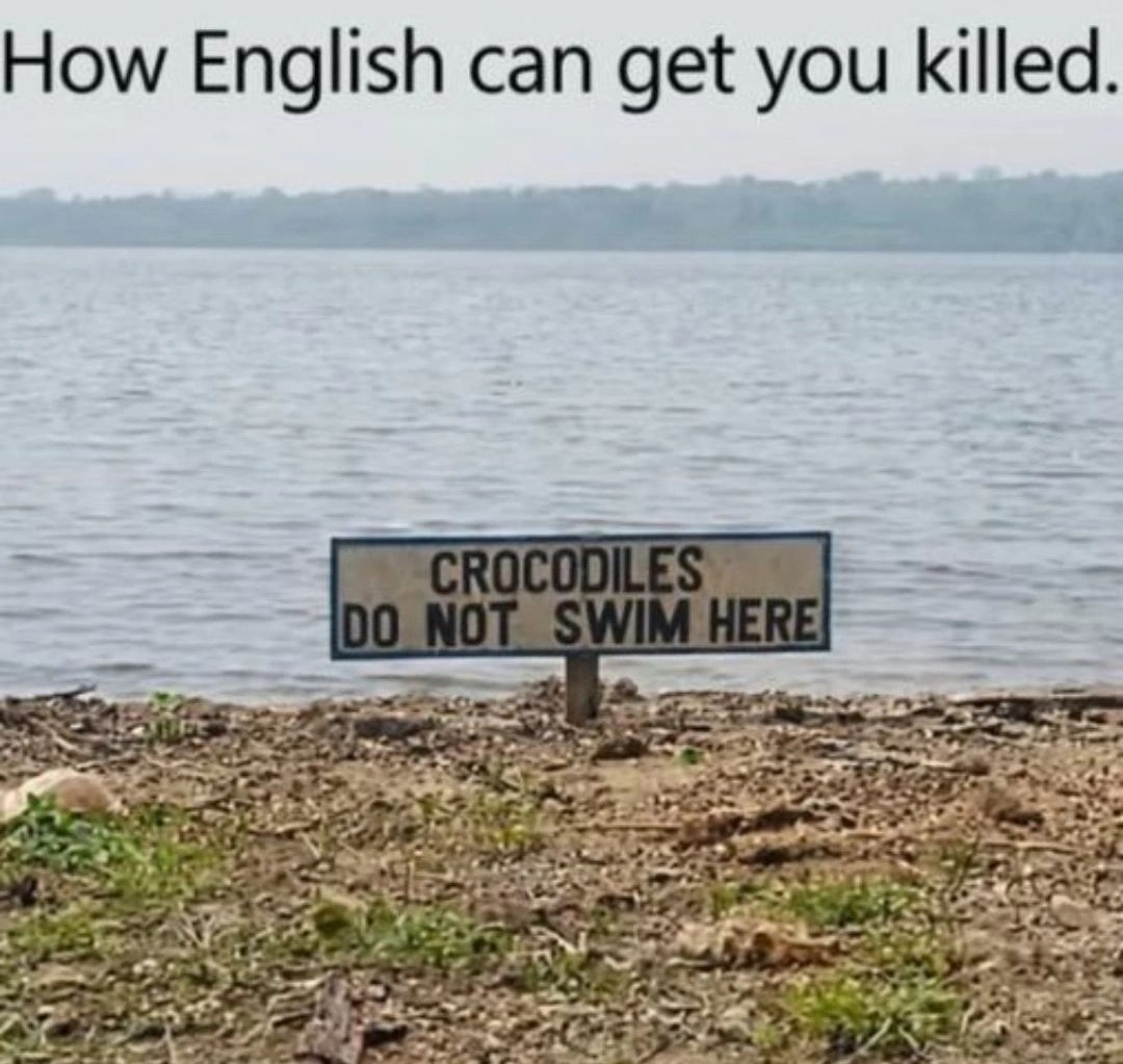 How English can get you killed. CROCODILES DO NOT SWIM HERE
