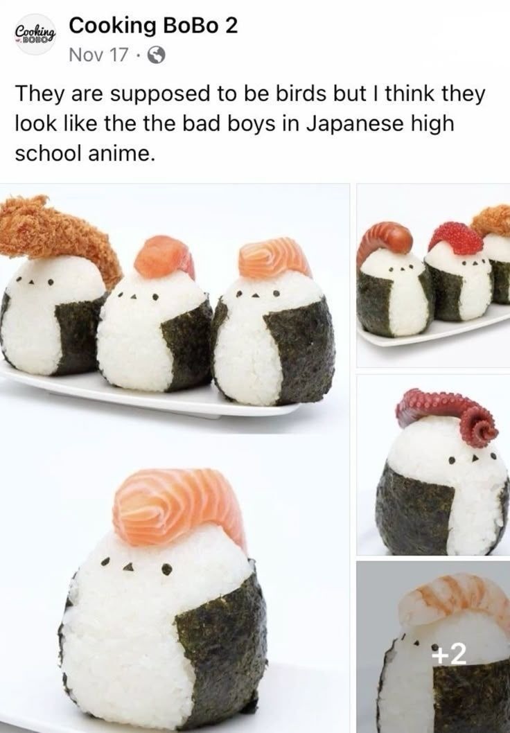 Cooking BoBo 2 Nov 17. They are supposed to be birds but I think they look like the the bad boys in Japanese high school anime.