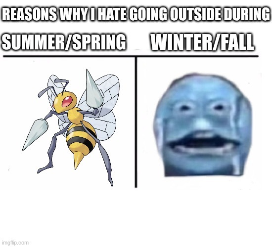 REASONS WHY I HATE GOING OUTSIDE DURING SUMMER/SPRING WINTER/FALL