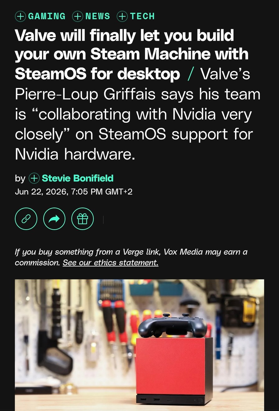 GAMING NEWS TECH Valve will finally let you build your own Steam Machine with SteamOS for desktop / Valve's Pierre-Loup Griffais says his team is 