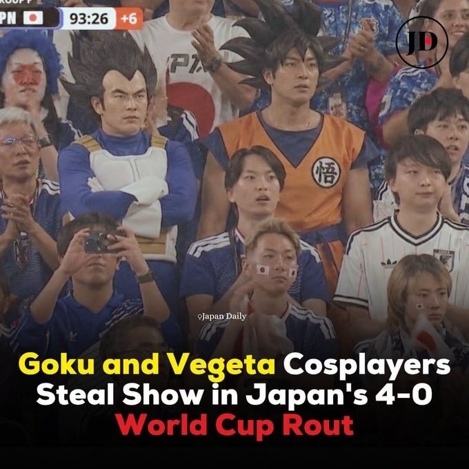 Goku and Vegeta Cosplayers Steal Show in Japan's 4-0 World Cup Rout. JPN. 93:26. +6. JD. Japan Daily.