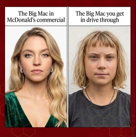 The Big Mac in McDonald's commercial The Big Mac you get in drive through