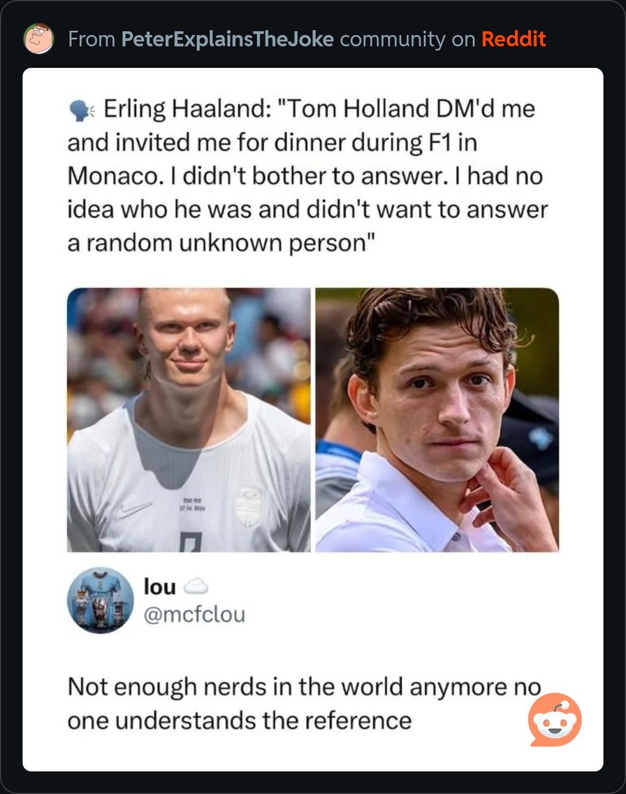 From PeterExplainsTheJoke community on Reddit. Erling Haaland: 